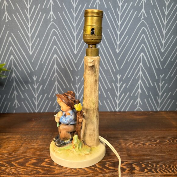 Vintage Hummel Lamp TMK-2 She Loves Me She Loves Me Not #227 Tree Trunk Lamp - Picture 6 of 14